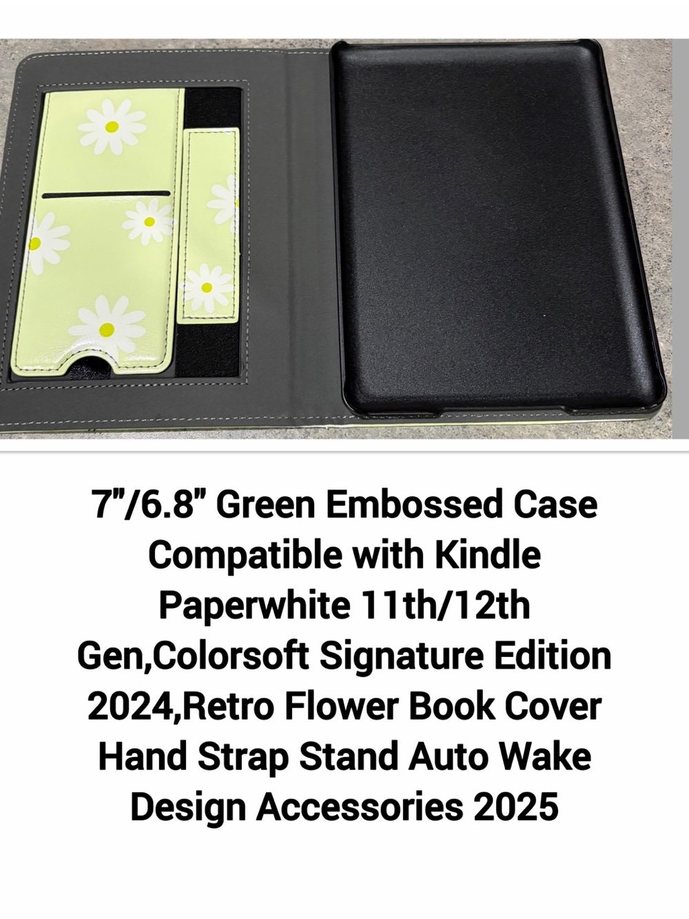 Green Daisy Tablet Case Compatible with Kindle Paperwhite 11th/12th Gen